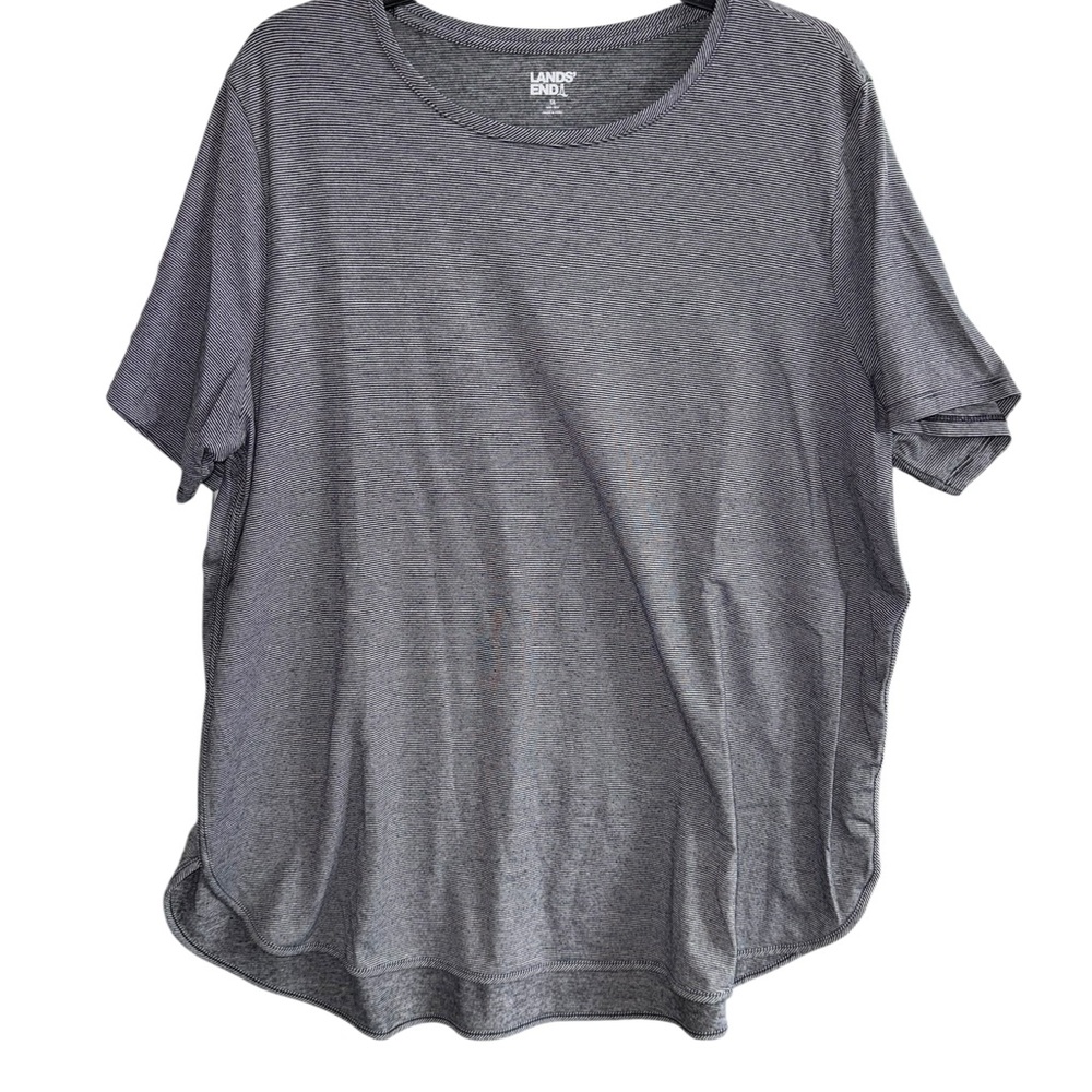Lands’ End Black & Gray Short Sleeve T-Shirt Size 1X 16W-18W